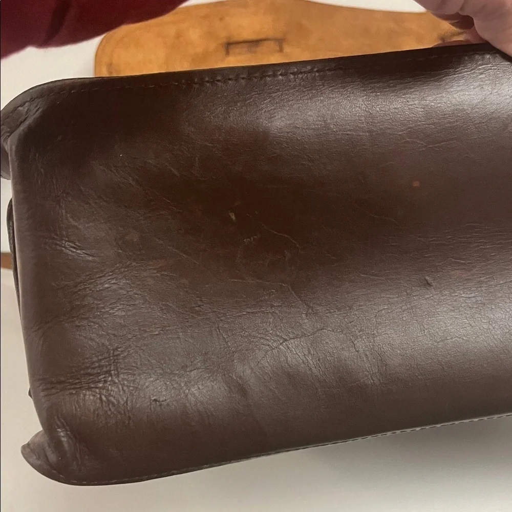 Naturally Yours Brown vintage Leather Briefcase with long adjustable strap